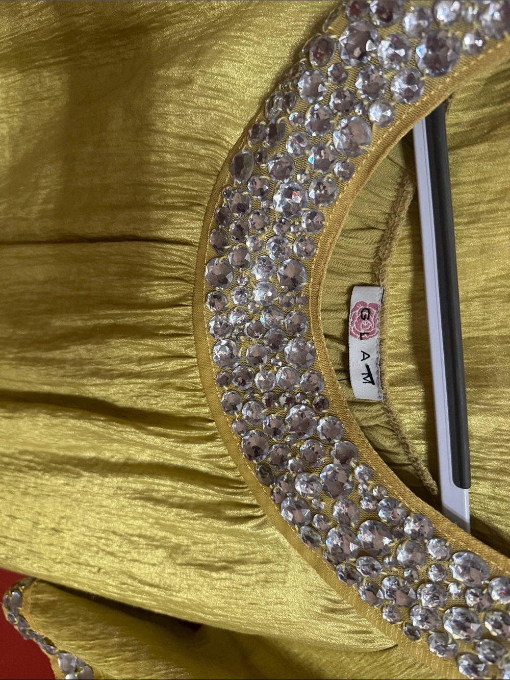 glam Yellow Jewel-Trim Mini Dress - Picture 3 of 3